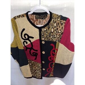 Alex Kim Artistic Shacket Women's Size Medium Multicolor Long Sleeve Button Up